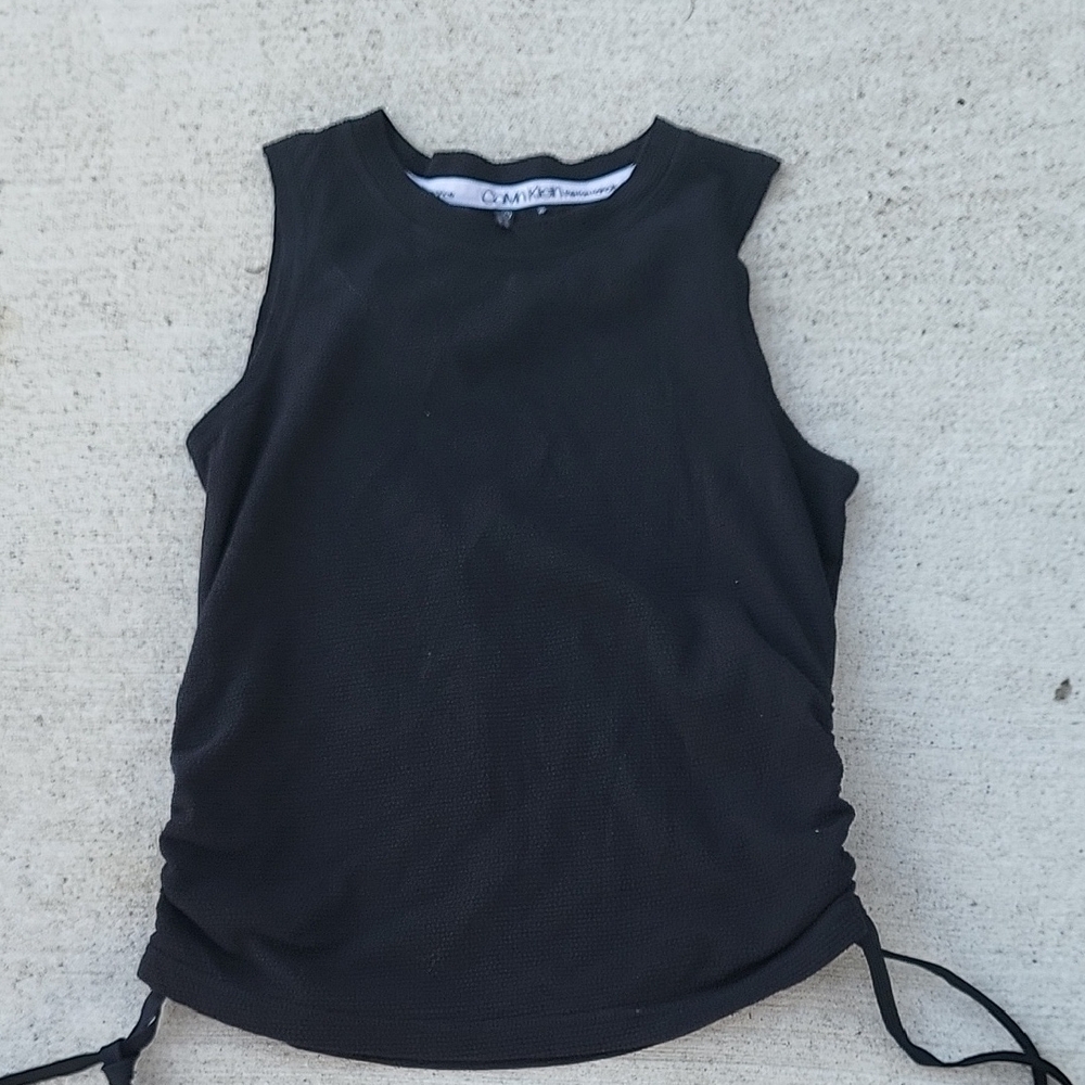 Calvin Klein Collection Black Ruched Sleeveless Muscle Tee